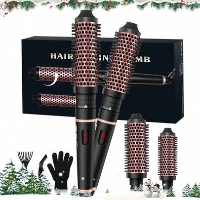 UKLISS 32mm Hot Air Brush, Multi-Function Curling Brush, Hot Air Brush For Voluminous Roots And Natural Curls, Dual Voltage Design, Travel Essential (Black)