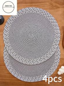 1/4/6/12 Stücke Boho-Stil gewebte runde Tischsets, gold gewellte gestreifte gewebte Tischsets für Zuhause Küche Esszimmer, rutschfeste Untersetzer für Restaurant, Wohnzimmer, Party, Hochzeit, geeignet für alle Jahreszeiten - Verschiedenfarbig - Übersicht 14