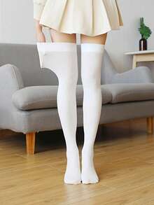 1Pair Plus Size Thigh High Stockings, 120D Slimming Opaque Velvet Socks – Breathable Thigh-Length Hosiery For Women - 彩色 - 查看 2