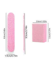 Set de limas de uñas mini en color rosa, para arte de uñas, incluye lima de uñas y paleta de madera para pulir, kit de manicura profesional - Rosa - Ver 4