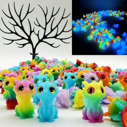 20 Adorable Mini 3D Printed Glowing Dragons - Perfect For Adding A Touch Of Fantasy To Your Home, Office, And Car. A Great Gift For Dragon Taming Fans, And Also Ideal For Birthday/Valentine's Day/Christmas Party Gifts, Or Graduation Season Exchange Gifts.Miniature,Interesting Goods,Puzzle,Anxiety,Fidget