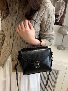 Bolsa Vintage Pequena com Fecho para Mulheres, Versátil e na Moda para Uso Diário - Preto - Visão 4