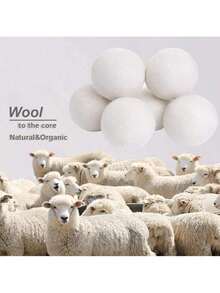 Wool Dryer Balls - Natural Fabric Softener, Reusable, Reduces Clothing Wrinkles And Saves Drying Time, Better Alternative To Plastic Balls And Liquid Softener, Washing Machine Accessories, DIY Felt Ball Pendant - White - View 4