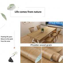 1 Roll Wood Grain Self-Adhesive Wallpaper, Vintage Removable Contact Paper, Suitable For Countertops, Cabinets, Vinyl Film, Painted Car Wall, Furniture - Camel - View 2
