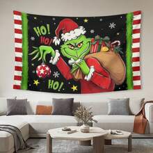 The Grinchs Merry Christmas Tapestry Flag Photo Backdrop Christmas Banner For Xmas Room Aesthetic Living Room Bedroom Party Decorations College Dorm Decor - Multicolor - View 1