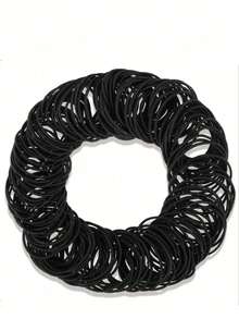 60个黑色高弹力发圈，加厚黑色发圈，适合女孩，也适合浓密卷发、马尾辫，日常、节日、送礼、户外活动、淋浴喷头配件