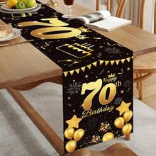 Toalha de Mesa Elegante Preta e Dourada Multicolorida para Festa de Aniversário, 1 Peça Tapete de Mesa Retangular Antiderrapante de Poliéster para Decorações de Festa de Aniversário, Adequado para Homens e Mulheres - Multicolorido - Visão 10