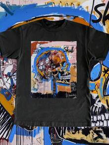 Jean-Michel Basquiat Tee - American Graffiti Artist 1980s T Shirt High Quality Art Work Adult & Kids - màu đen - Xem 1