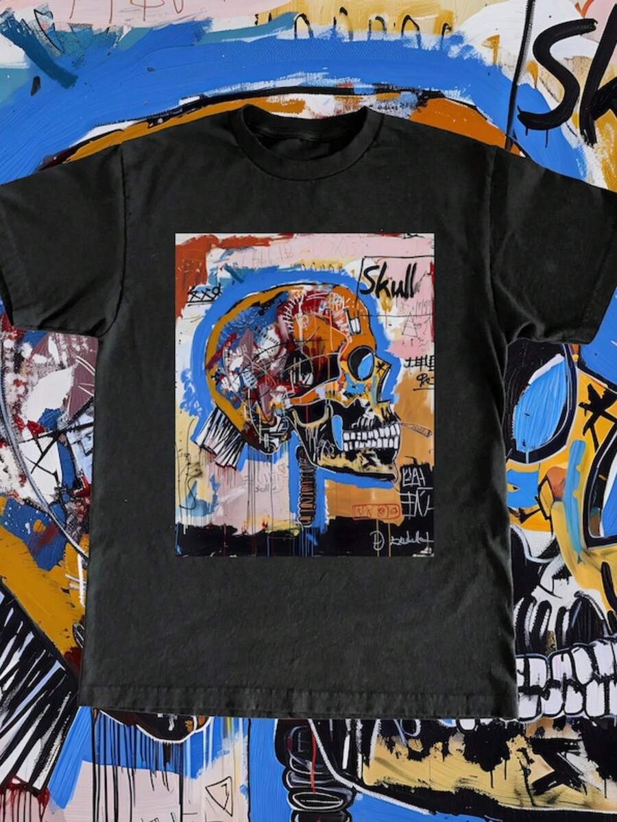 Jean-Michel Basquiat Tee - American Graffiti Artist 1980s T Shirt High Quality Art Work Adult & Kids - màu đen - Xem 1