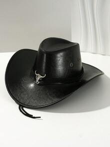 1 chiếc Mũ cao bồi da PU trơn màu Unisex, mũ vành rộng chống nắng họa tiết bò đực kim loại 3D độc đáo, phong cách Cyberpunk cổ điển mới thời trang, dây đeo có thể điều chỉnh, thích hợp cho các bữa tiệc, sự kiện theo chủ đề phương Tây, tụ họp, hóa trang, tốt nghiệp, hóa trang, lễ hội, sinh nhật, lễ hội âm nhạc, hoạt động ngoài trời - đầu bò - Xem 13