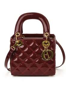 一款时尚百搭的女士手提包，纯色斜挎小方包，PU毛毡刺绣套装，带吊饰，可单肩背或斜挎，适合年轻女性日常休闲使用——外出、购物、约会、作为礼物或在办公室使用。 - 紅色 - 查看 9