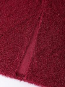 Fustă de damă cu crăpături din blană artificială și sclipici, la modă și versatilă, subțire și elegantă - Burgundia - Vizualizare 6