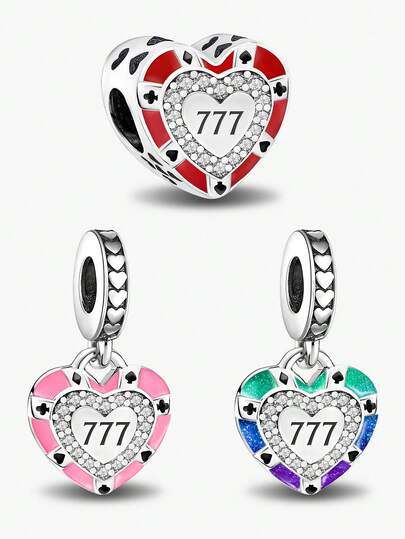 1pc Fashionable Lucky 777 Pendant Beads Jewelry, Suitable For Women Bracelet, Bangle DIY And Daily Outfit Matching, Ideal Accessory Decoration For Girls