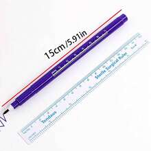 Bộ 2 bút đánh dấu da xăm kèm thước kẻ chính xác, bút đánh dấu hai đầu mực tím 0,5mm/0,019" và 1mm/0,039", bút trang điểm xăm lông mày phẫu thuật, phụ kiện xăm hình - Nhiều màu - Xem 7