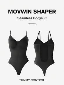 1pc Women's Backless Seamless Bodysuits Shapewear - Black - View 3