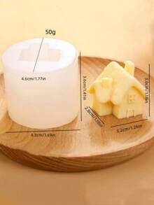 1 pieza Molde de silicona con forma de casa para hacer velas DIY, accesorio de decoración del hogar de yeso - Blanco - Ver 2