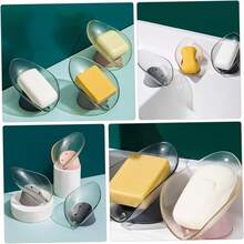 2 Jaboneras De Plástico con Forma De Hoja Soporte paraón Rejilla De Drenaje Rápido para Baño - Rosa - Ver 4