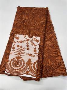 5 Yards /1 Yards French Lace Tulle With Beads 3D Flower Lace Embroidery Fabric 2026 Latest African Lace Nigerian Wedding Party - 彩色 - 查看 13