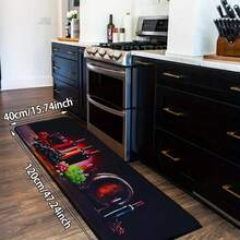 1/2/3 件套厨房地毯，酒红色图案，可机洗，手工编织涤纶地毯，适用于卧室、客厅、餐厅、厨房、浴室和玄关。 - 彩色 - 查看 14