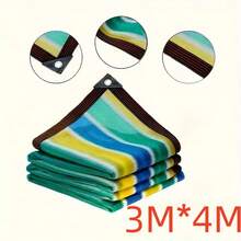 1pc Red de Camping a Rayas Coloridas para Toldo,Tela colorida con ojales, resistente al sol y duradera, ideal para cubrir invernaderos y cobertizos,Polietileno de alta densidad,Malla para Jardín,Malla de Sombra,Agricultores - Verde 3*4 - Ver 6