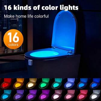 1/2 piezas Setonr Luz nocturna para inodoro con sensor de movimiento y 16 colores, lámpara incorporada para el tazón del baño, adecuada para el tazón del inodoro, excelente como regalo de Navidad, accesorio para el inodoro