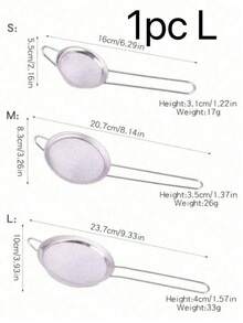 1/3/4pcs Stainless Steel Colander Ladle Strainer With Different Sizes For Filtering Flour / Oil At Home Kitchen