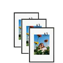 1pc/2pcs/3pcs Black Solid Wood Art Photo Frame, Modern Home Decor Minimalist Wall Hanging Frame, A4 With Stand, Can Be Placed Or Hung, 30x40cm, A3 Solid Wood Frame