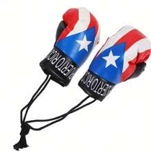 Puerto Rico Flag Boxing Glove Pendant Mini PU Leather Accessories, Red White Blue Star Design, Suitable For Car Rearview Mirror, Backpack And Gym Bag, Small Island Style Decoration, Combining Cultural And Daily Attraction, Travel Accessories, Gym Bag Pendant, Patriotic Design, Fashion Pendant, High-Quality Accessories, Lightweight Pendant, Flag Keychain, Fashion Accessories, Fitness Enthusiasts, Sports Enthusiasts - A - View 2