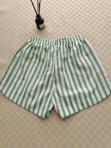 Women's Solid Color Shorts - 線條綠 - 查看 2