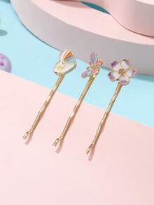 3件套女孩可爱独角兽蝴蝶发夹，优雅闪亮发夹，精致可爱BB夹刘海夹，适合派对、聚会或日常佩戴 - 彩色 - 查看 1