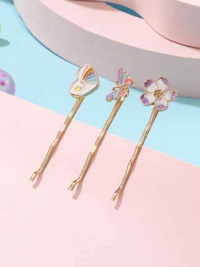 3 st/set för flickor söta enhörnings- och fjärilshårspännen, eleganta glänsande hårspännen, fina och bedårande BB-spännen för lugg, lämpliga för fest, sammankomster eller vardagsbruk