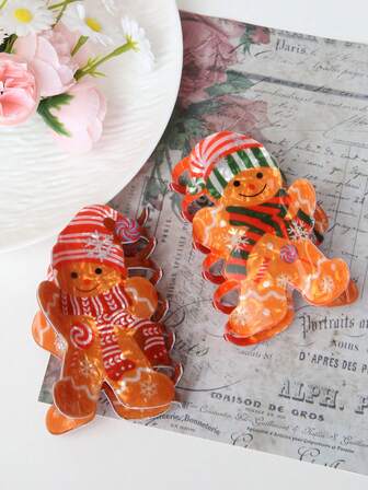 1/2件装 女士时尚可爱圣诞发饰，雪人发爪，适合圣诞派对和舞会，可作装扮头饰，女士发饰，推荐礼物 优雅发夹 时尚发饰