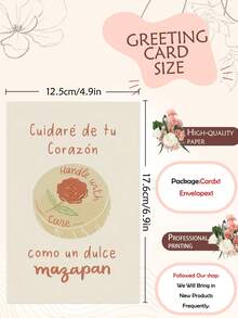 1 tấm thiệp chúc mừng tình yêu Mexico dễ thương (kèm phong bì) - Trích dẫn "Hãy chăm sóc trái tim bạn như một bản nhạc Mazapan ngọt ngào", chủ đề văn hóa Latinx, hoàn hảo cho ngày lễ tình nhân - Nhiều màu - Xem 4