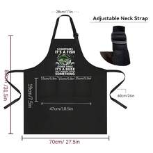 A High-Quality Fishing-Themed Apron Adorned With Fishing Rods And Fish-Shaped Patterns - Unisex Thickened Version With Pocket Design, Durable For Cooking And Fishing Trips, Also An Ideal Gift For Fishing Enthusiasts, Fathers, Mothers, And Fishermen (Suitable For Birthdays, Christmas, Father's Day) - 黑色 - 查看 8