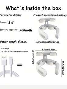 1pc Portable Electric Neck Massager, Smart Cervical Massager, USB Rechargeable, Rechargeable Lithium Battery, Fragrance-Free, Ideal Gift For Family, Men And Women - Relieve Neck And Shoulder Pain - White - View 8