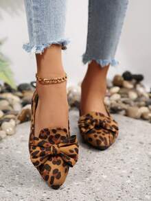 2026 Autumn Women's Fashion Black Gold Thread Pointed Toe Flats, Casual Slip-On Comfortable Lightweight Everyday Wear Flat Shoes, Sizes 36-43 - Leopard Print - View 4