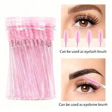 MyAoKuE-Up 50/100 Stück Mascara Bürsten, trichterförmige Mascara Applikatoren, Einweg-Spiralbürsten zum Reinigen der Wimpern, kristallglänzende Mascara Bürsten, Werkzeuge für Wimpernverlängerung, tragbar und geeignet für den täglichen Gebrauch und zum Reisen. - Pink - Übersicht 2