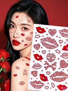 1 cái/2 cái Miếng dán đính đá lấp lánh hình môi/trái tim dành cho Ngày Valentine này sẽ làm nổi bật khuôn mặt hoặc cơ thể - tự dính, dễ dán (bóc và dán) và có thể tái sử dụng. Có sẵn màu hồng/đỏ lãng mạn (phù hợp với không khí Ngày Valentine), rất lý tưởng cho những buổi hẹn hò, tiệc tùng hoặc chụp ảnh. - Nhiều màu - Xem 8
