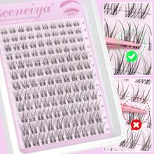 Geeneiya Clear Band Lash Clusters Natural Eyelash Clusters Wispy Cluster Eyelash Extensions 8-16MM Lash Extension D Curl Individual Lashes Not Lashes Kit - ColorI - 查看 6