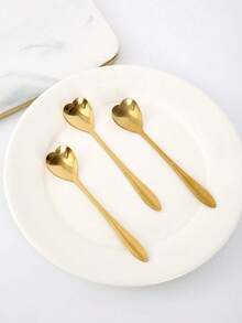 10 piezas Cucharas con diseño de corazón, cucharillas modernas y creativas de acero inoxidable para café y té, cucharas para revolver, cucharas para pastel, útiles escolares, materiales aptos para alimentos, aptas para lavavajillas, de vuelta al colegio para regalar en días festivos, cucharas de café - Multicolor - Ver 5