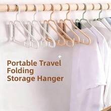 New Genérico Foldable Coat Hanger Folding Hangers Space Saving for Clothes Portable Travel Hangers Space Saving Fold in Half Design Lightweight Plastic Hangers for Coat and Clothing Pink 10Pcs - Rosa - Ver 4