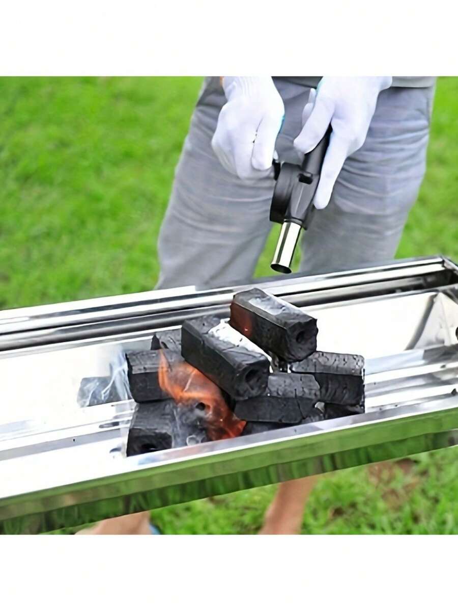 1 Portable Barbecue Hand Crank Fan - Compact Manual Hand Operated Bellows, Quickly Ignites Fire, Suitable For Outdoor Picnics, Camping And Backyard Cooking Adventures - Durable, Lightweight And Easy To Use Fire Starter Accessory. - Black - View 1