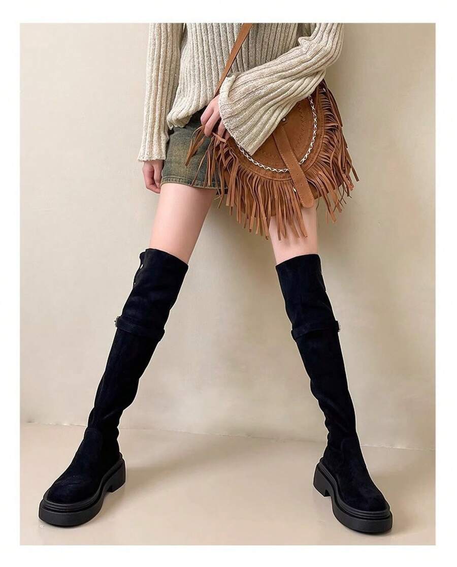 Women Over-The-Knee Boots - Black - View 1