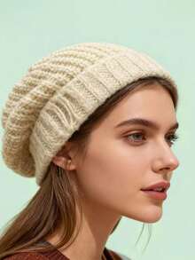 1顶男女通用经典时尚新款超大加厚针织帽，宽松百搭，修饰脸型，适合户外、休闲、街头、派对等场合，提升女性魅力和男性优雅气质，针织帽 - 帽子 - 查看 8