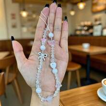 1件亚克力蝴蝶结手机挂绳，CCD相机吊坠，钥匙扣，手机壳配件 - 彩色 - 查看 3