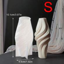 螺旋柱形硅胶蜡烛模具，不对称条纹设计，现代简约风格锥形柱形烛台模具，手工几何石膏陶瓷树脂模具，适用于香薰蜡烛制作、烛光晚餐装饰、家居饰品、工艺爱好者礼物、DIY生日礼物 - 白色 - 查看 7
