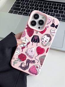 1件装时尚独特天使肖像插画美学设计浅粉色流苏边手机壳，兼容 16/16Pro/16Plus/15/15ProMax/15Pro/11/12/13/14ProMax/11Pro/11ProMax/12Pro/12ProMax/13Pro/13ProMax/14Pro/14ProMax，软壳，高端创意 - 彩色 - 查看 1