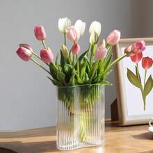 CZ Artificial Tulips Flowers 15pcs Real Touch Soft Latex Bouquet Fake Tulips For Home Office Kitchen Garden Wedding Party Decoration Mix Color-6325 - 混合顏色 - 查看 3