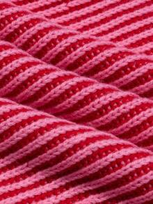 Vivid Style Versatile Vertical Stripe Contrasting Color Casual Loose Knit Sweater For Women, Round Neck Pullover, Commuting Fashion Beauty, Streetwear, Airport, Christmas, New Year