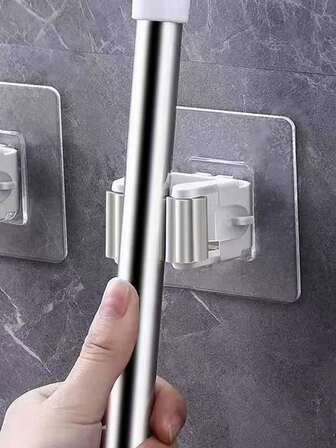 1/3/6/9件套浴室拖把架，免钻孔壁挂式拖把收纳整理架，强力粘合剂，适用于新房浴室